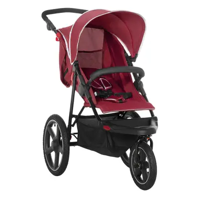 HOMCOM Foldable Three-Wheeler Baby Stroller w/ Sun Canopy, Storage - Red