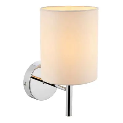 Dimmable LED Wall Light Chrome & Off White Shade Modern Lounge Lamp Lighting