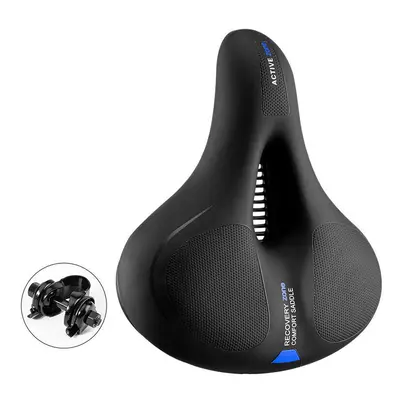 (Blue) Bike Saddle Rainproof PU Surface Soft Foam Shockproof Streamlined