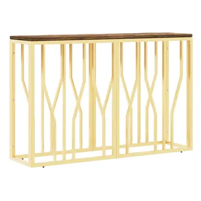 vidaXL Console Table Side Table Gold Stainless Steel and Solid Wood Reclaimed