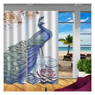 (I) Panels/set Anti-UV Blackout Window Curtains 3D Effect Print Thermal Drapes