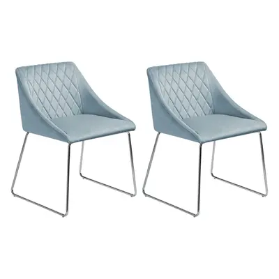 Set of Dining Chairs ARCATA Velvet Light Blue