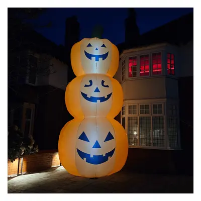 Giant: 20ft (6m) Inflatable Light up Halloween Stacked Pumpkin Decoration with LEDs