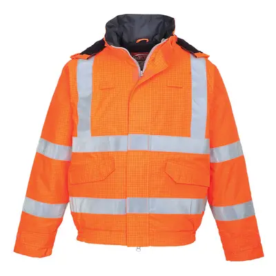 (Orange, XXL) Portwest Bizflame Rain Hi-Vis Antistatic FR Bomber Jacket