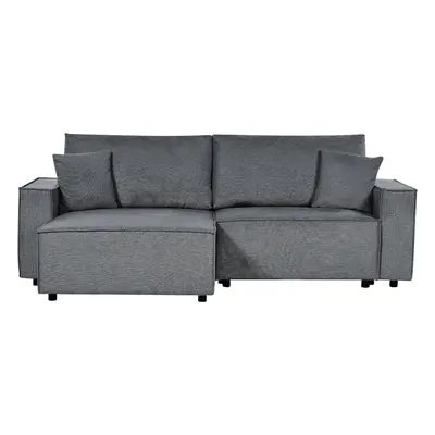 Right Hand Fabric Corner Sofa Bed with Storage Dark Grey KARILA