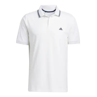 (White/Crew Navy) ADIDAS Golf Mens GO-TO Primegreen Pique 4-Way Stretch Durable Golf Polo Shirt