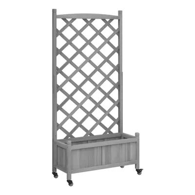 (grey, x x 157.5 cm) vidaXL Planter with Trellis Raised Bed Garden Planter Brown Solid Wood Fir