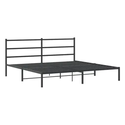 vidaXL Metal Bed Frame with Headboard Mattress Foundation Black 183x213 cm