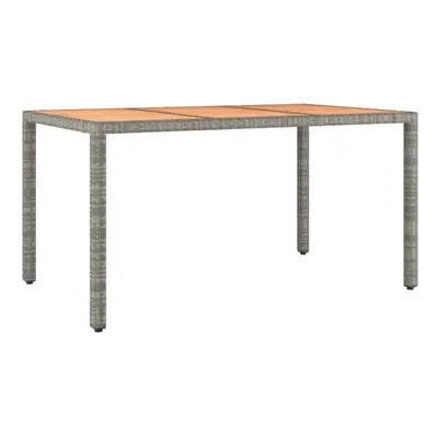 vidaXL Garden Table with Wooden Top Grey Poly Rattan and Solid Wood Acacia