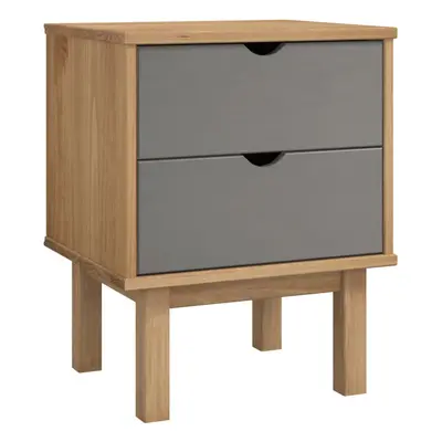 (Brown and grey) vidaXL Bedside Cabinet Bed Table Telephone Stand Nightstand Solid Wood Pine