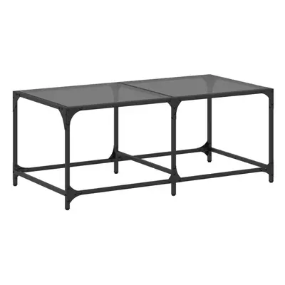 (black, 98.5 x x cm) vidaXL Coffee Table with Transparent Glass Top End Table Side Table Steel