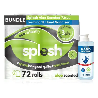 Splesh by Cusheen Toilet Roll Bulk Buy (72 Pack with Hand Sanitizer)