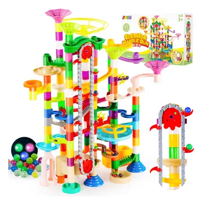 236Pcs Glowing Marble Run with Motorized Elevator- Construction Building Blocks Toys with Glow i