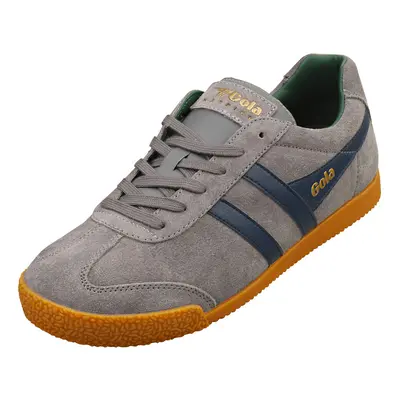 (10) Gola Harrier Mens Casual Trainers in Ash Navy Green