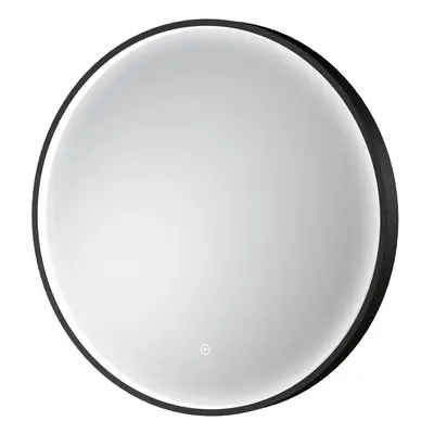 Contemporary Round Inset Framed LED Touch Sensor Mirror - 600mm - Black - Balterley