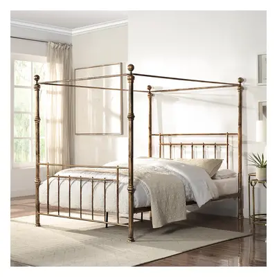 (King) Welwyn Vintage Victorian Poster Antique Brass Metal Bed Frame