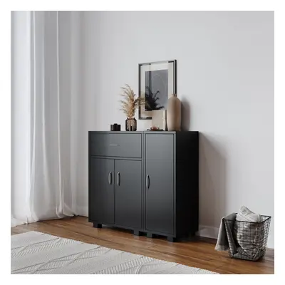 (Black, One) Wooden Free Standing Side Corner Cabinet Cupboard Hallway Living Room Storage