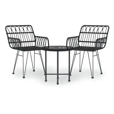 (black) vidaXL Garden Dining Set Piece Poly Rattan Dining Table Chair Black/Brown