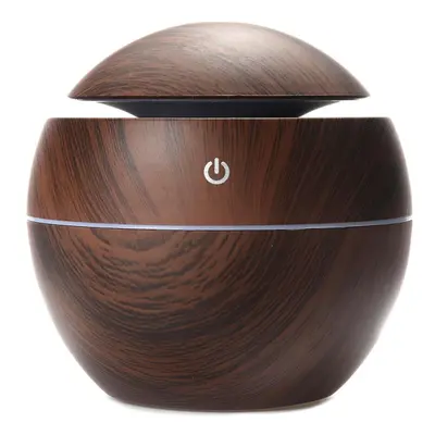 (Dark wood grain) USB LED Colorful Light Ultrasonic Air Humidifier Wood Grain Aroma Essential Oi