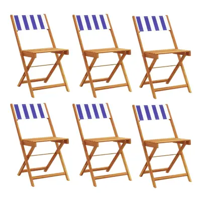 (blue and white, pcs) vidaXL Bistro Chairs Outdoor Chair Dining Chair Solid Wood Acacia and Fabr