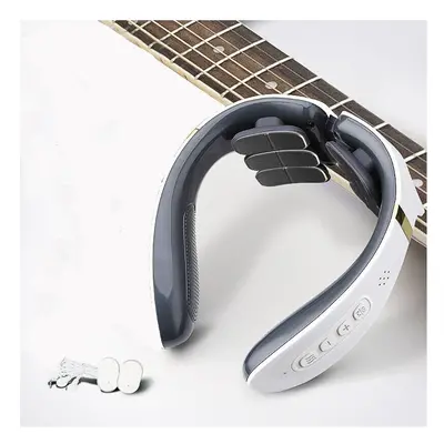 (White) Heads Neck Massager EMP Technology Modes Gear Adjustable USB Electric Pulse Heating Hot 