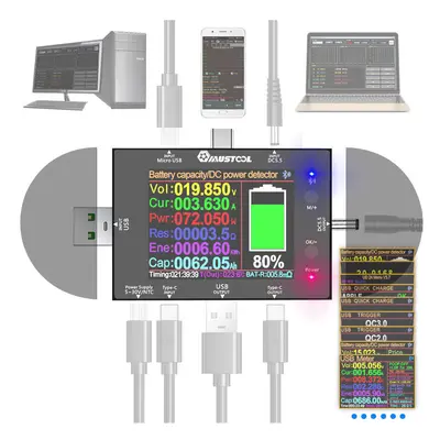 5V~32V DC5.5 USB Tester 2.4 Inch Type-C Digital Voltmeter Ammeter Power Bank Voltage Tester Volt