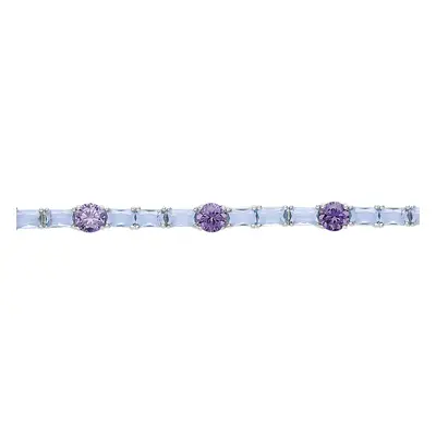 Jewelco London Ladies Sterling Silver Purple Lilac Aqua Emerald Cut Cubic Zirconia Blue River Te