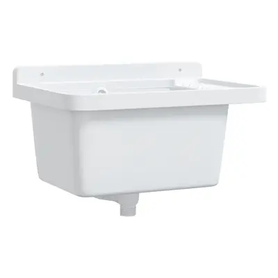 vidaXL Sink Washbasin for Wall Mounting Utility Laundry Wash Basin White Resin