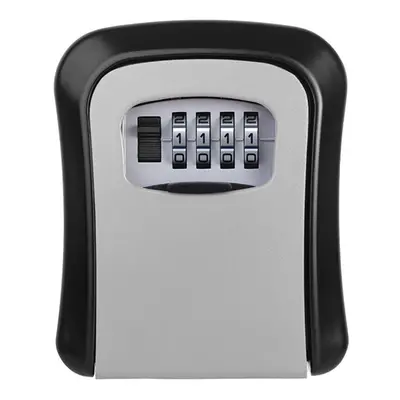 (Grey) Aluminum Alloy Password Box Wall Mounted Key Lock Box Digit Code Combination Key Storage 