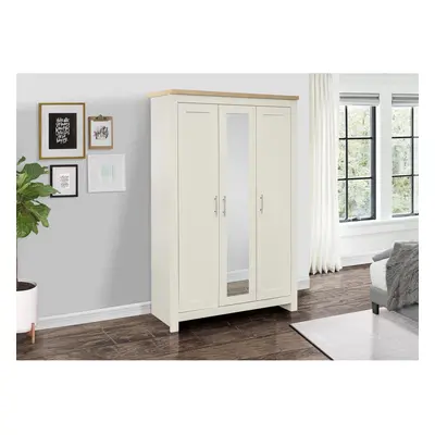 3 Door Mirror Wardrobe Cream Oak Birlea Highgate Farmhouse Shabby Chic