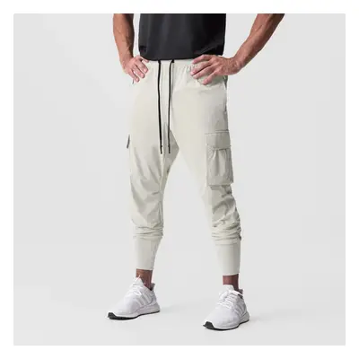 (white, L) Summer Thin Loose Quick Drying Stretchy Running Training Pants