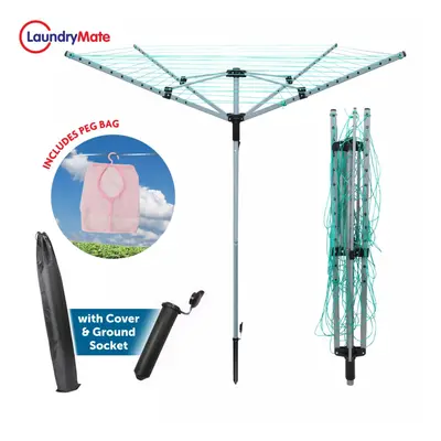 Rotary Washing Line Clothes Airer Dryer Laundry Arm Folding Heavy Duty 45m