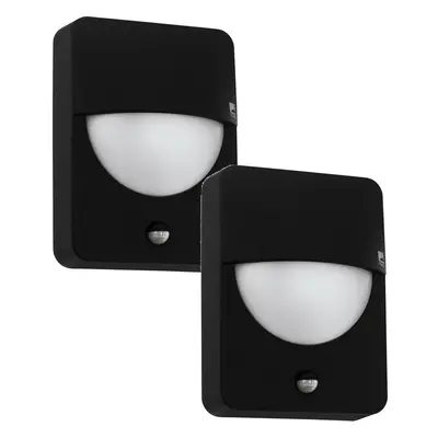 2 PACK IP44 Outdoor Wall Light & PIR Sensor Cast Aluminium 1x 28W E27 Bulb