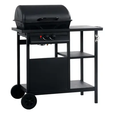 vidaXL Gas BBQ Grill with 3-layer Side Table Black Outdoor Backyard Barbecue