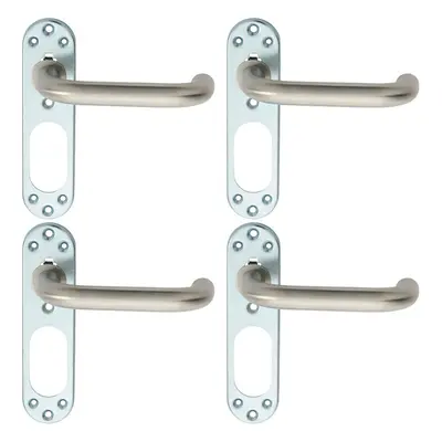 4x PAIR Safety Lever on Steel Inner Backplate 168mm Door Handle Satin Steel