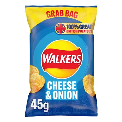 Walkers Cheese & Onion Crisps Grab Bags - 32x45g