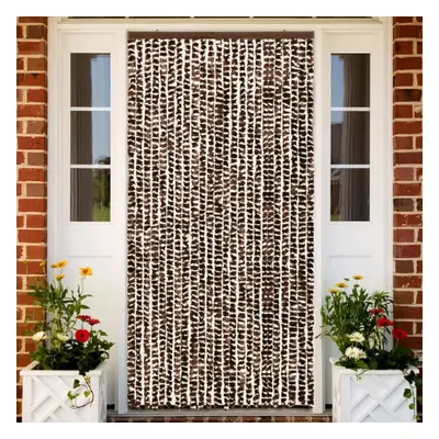 vidaXL Insect Curtain Brown and White 100x220 cm Chenille Doorway Screen Blind