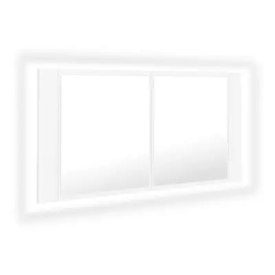 vidaXL LED Bathroom Mirror Cabinet White 90x12x45 cm Acrylic Washroom Mirror