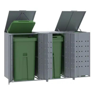 vidaXL Wheelie Bin Storage for Bins Grey 207x79x117 cm Steel