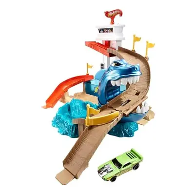 Hot Wheels Color Shifter Sharkport Showdown, Playset Shark thematic, Includes Toy Car, for Kids 