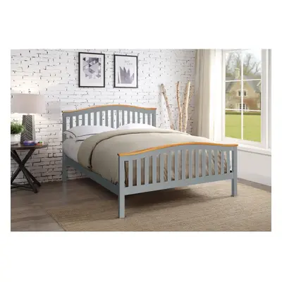 (Double, Grey) 3ft 4ft6 5ft Solid Wooden Curved Bed Frame in Grey or White