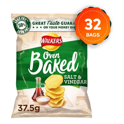 32 x Walkers Crisps Baked Salt & Vinegar Snack 37.5g Vegetarian