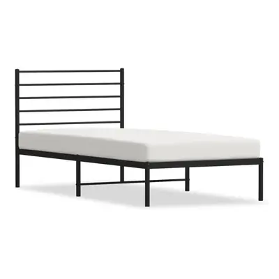 (black, x cm/with headboard) vidaXL Metal Bed Frame with Headboard Bed Base Mattress Foundation 