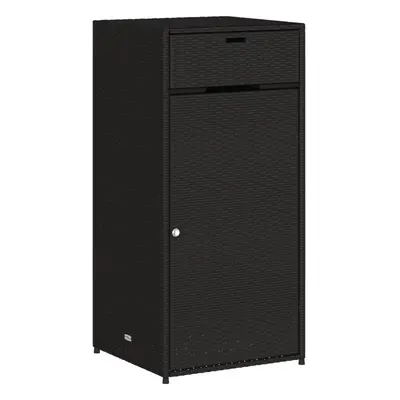 vidaXL Garden Storage Cabinet Outdoor Storage Box Cupboard Black Poly Rattan