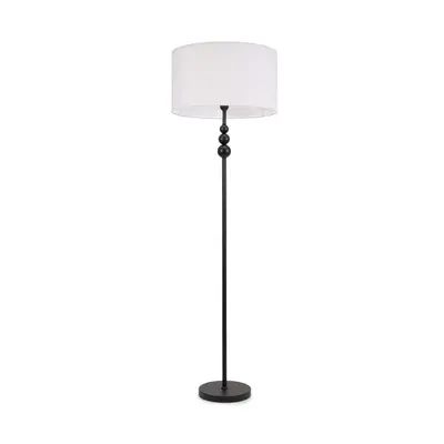 ValueLights Marissa White Shade Black Stacked Ball Floor Lamp & Bulb