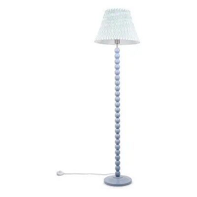 ValueLights Bobbins Powder Blue with Green Pleated Shade Floor Lamp