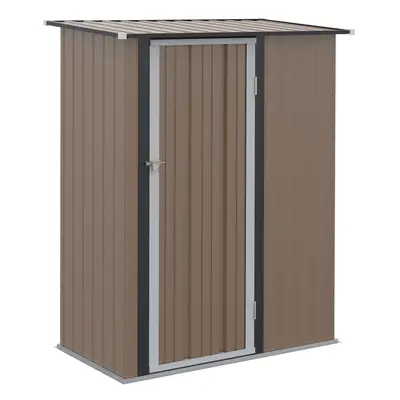 Outsunny Outdoor Storage Shed Steel Garden Shed with Lockable Door Brown