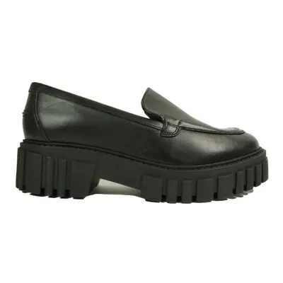 (7.5 (Adults')) Page Loafer | Black Leather | Women's Chunky Loafers