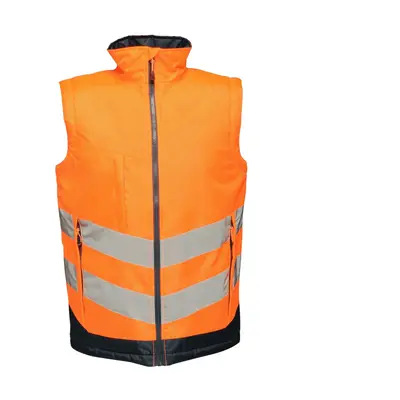 (S, Orange/Navy) Regatta Professional Mens Hi Vis Pro Body Warmer