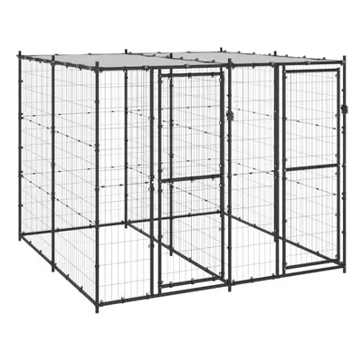 vidaXL Outdoor Dog Kennel Steel with Roof 4.84 m? Puppy Enclosure Dog Cage